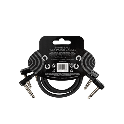 ERNIE BALL P06445 Flex Patch 12in- Cable -Black 3 Pack